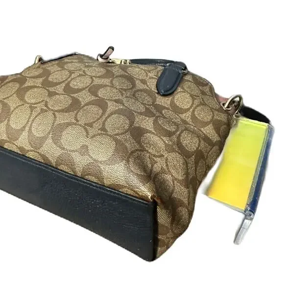 COACH Remi Navy Brown Signature Satchel Saddle Crossbody Bag MRSP $398 - Picture 8 of 15